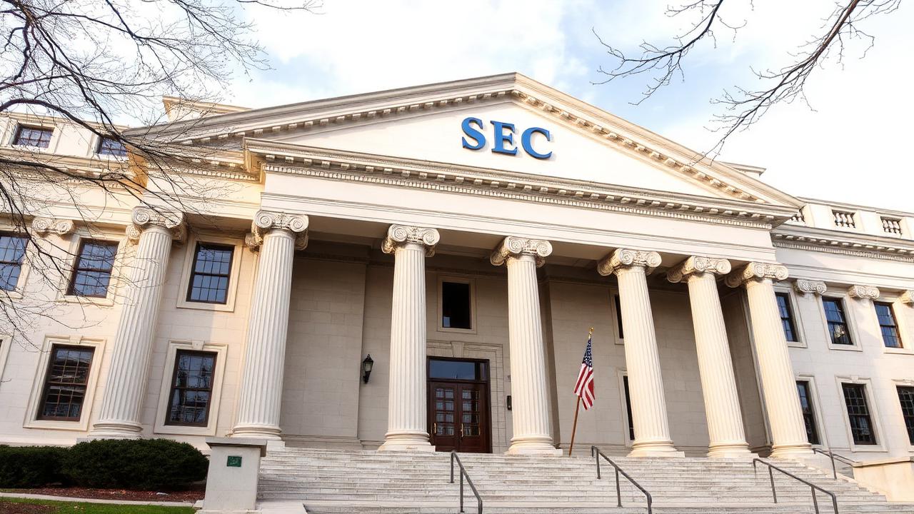 SEC building Washington DC with quarterly earnings reform proposal documents