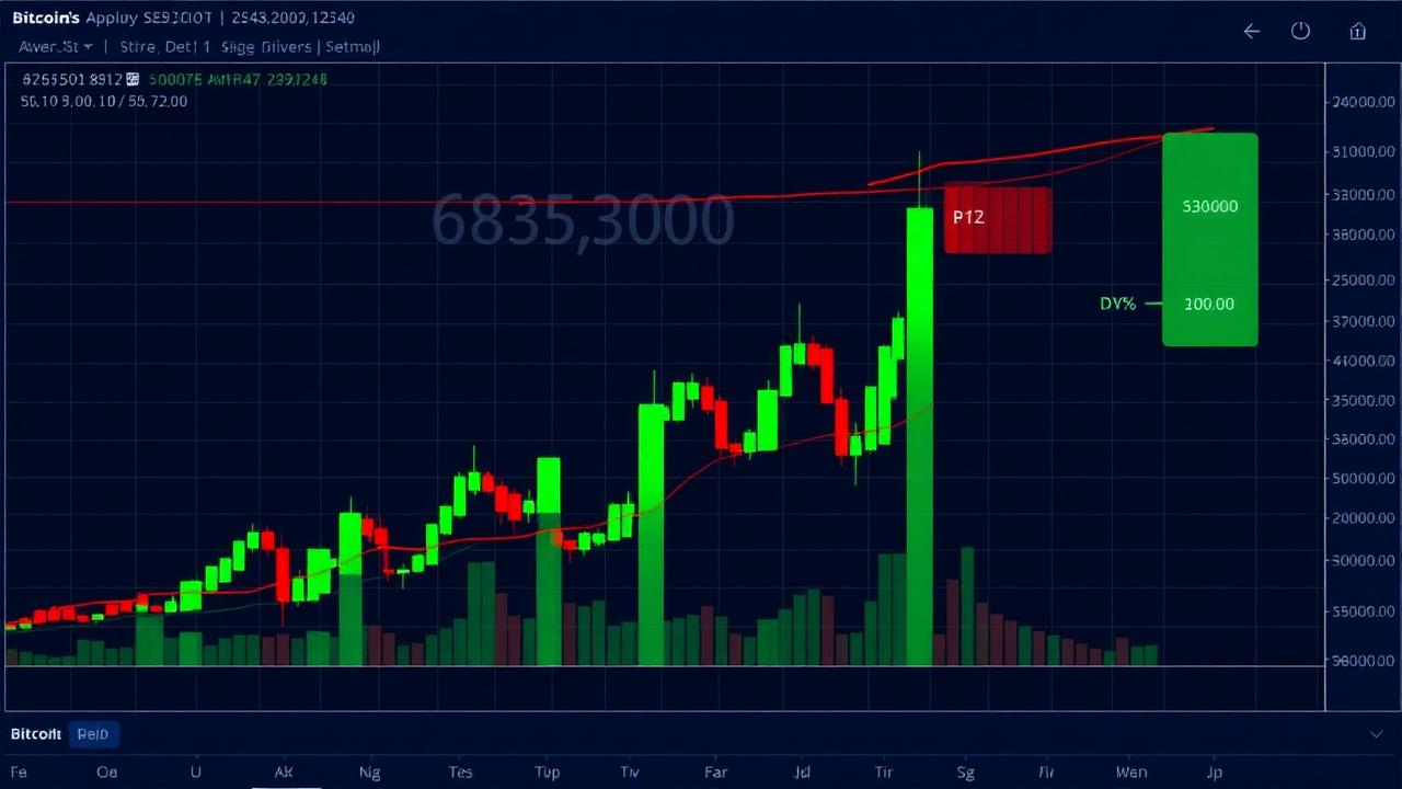 Bitcoin BTC USD price chart breaking out from 63K to 80K over three months