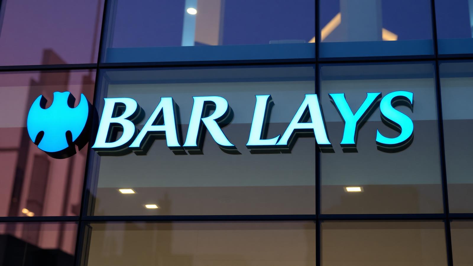 Barclays bank corporate building exterior signage at dusk after the May 2026 forecast update removing all Fed rate cuts from 2026 outlook