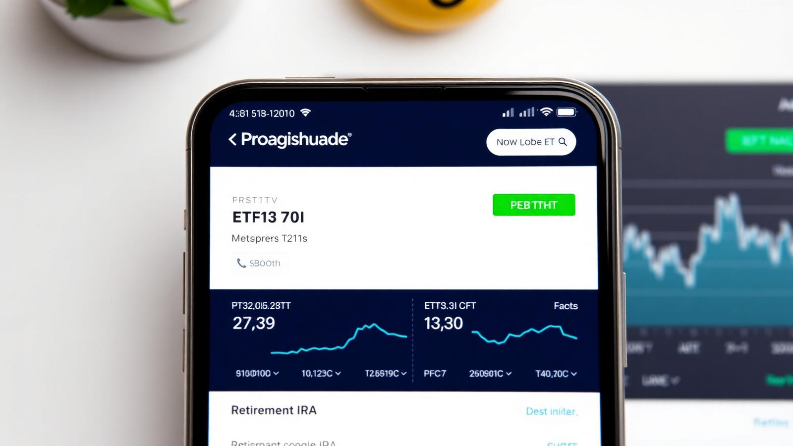 Vanguard brokerage app showing crypto ETFs available in a retirement IRA dashboard