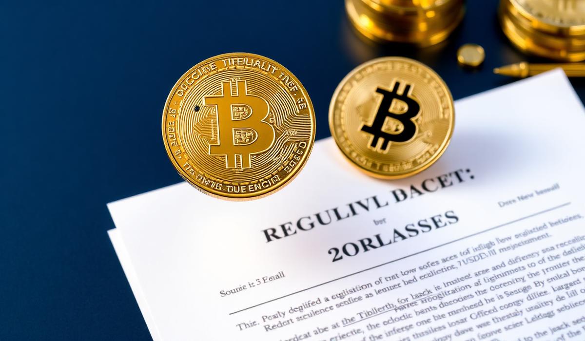 Stablecoin tokens on regulatory compliance documents representing GENIUS Act requirements