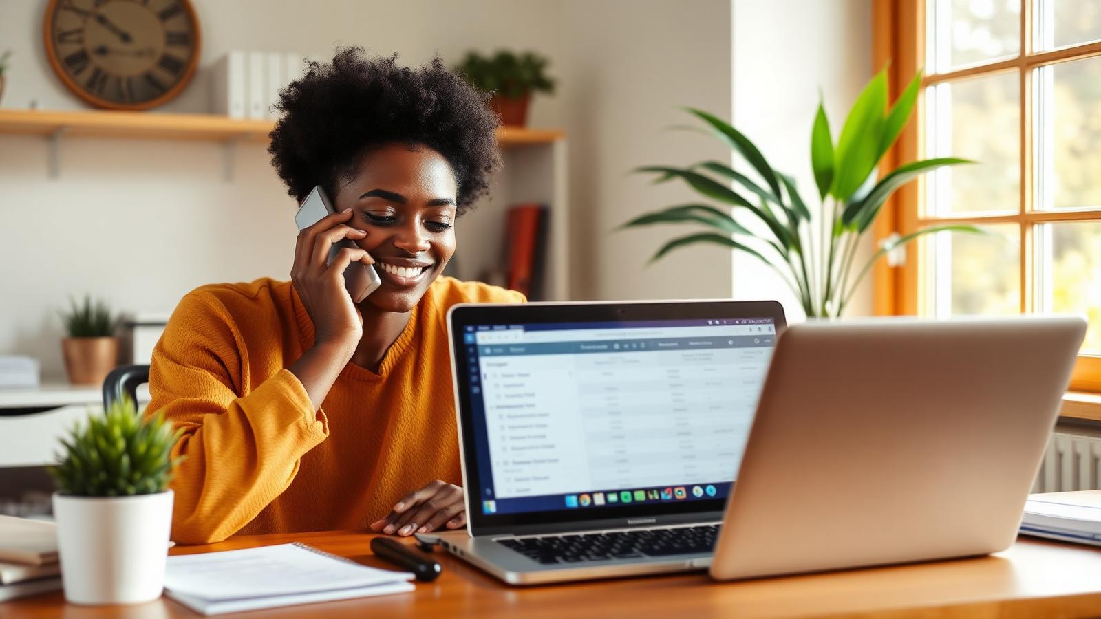 Defaulted student loan borrower on the phone with federal loan servicer at home office reviewing income driven repayment plan options to stop wage garnishment