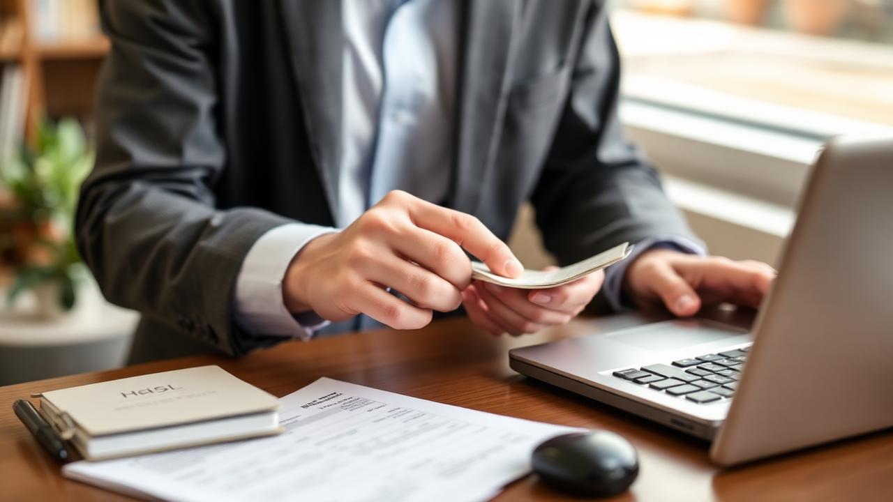 Worker calculating reduced paycheck from federal student loan wage garnishment