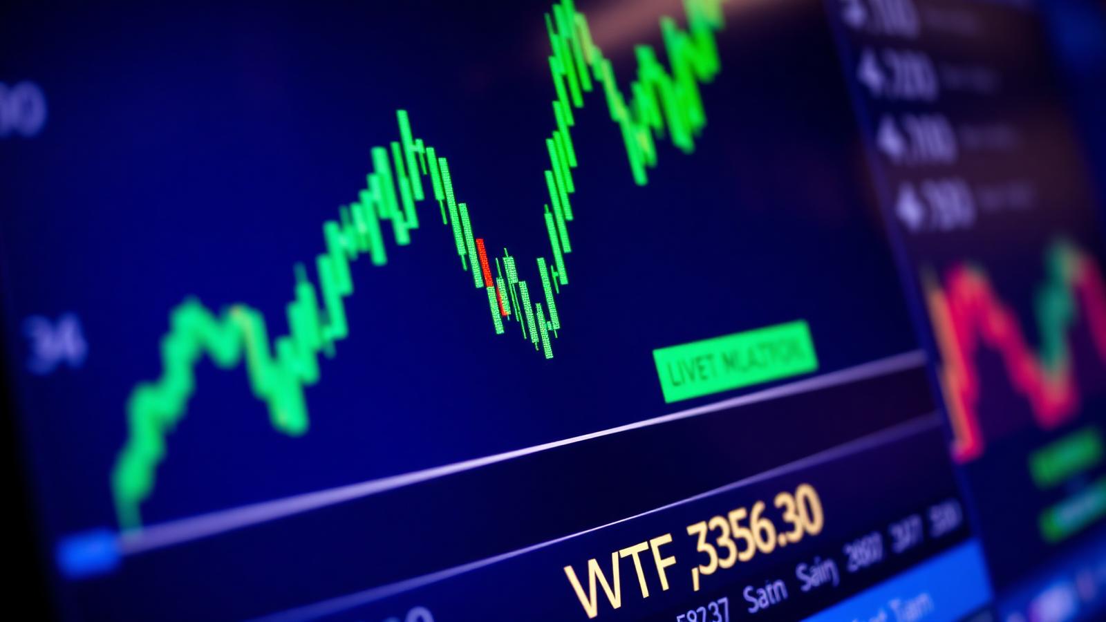 Live crude oil price chart on Bloomberg-style trading terminal showing Brent crude futures spiking on Strait of Hormuz news in April 2026