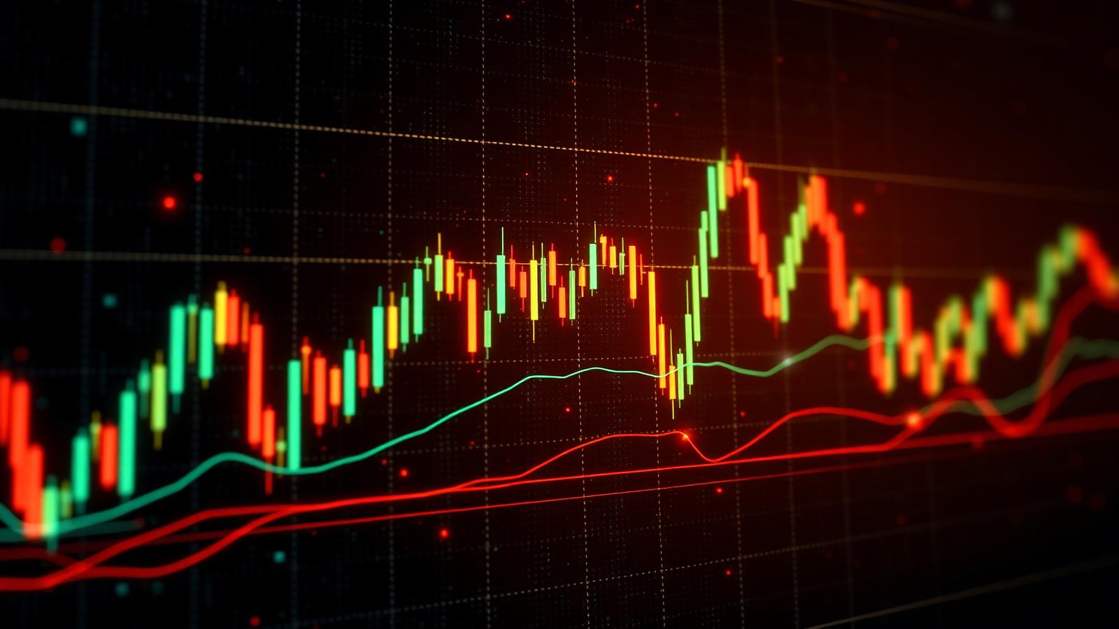 Glowing AI neural network overlaid on real time stock market candlestick chart representing artificial intelligence powered trading analysis inside Robinhood app