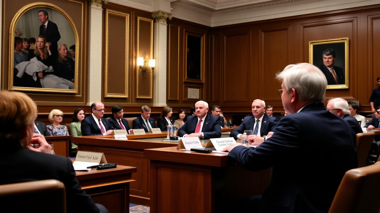 Senate Banking Committee hearing room during the May 2026 confirmation vote that approved Kevin Warsh as the next Federal Reserve chair
